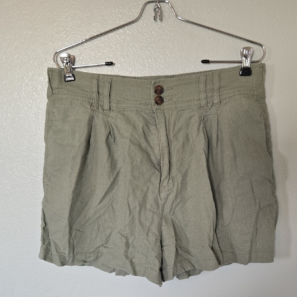 Wallflower | Olive Green Linen Blend Shorts Size XL
